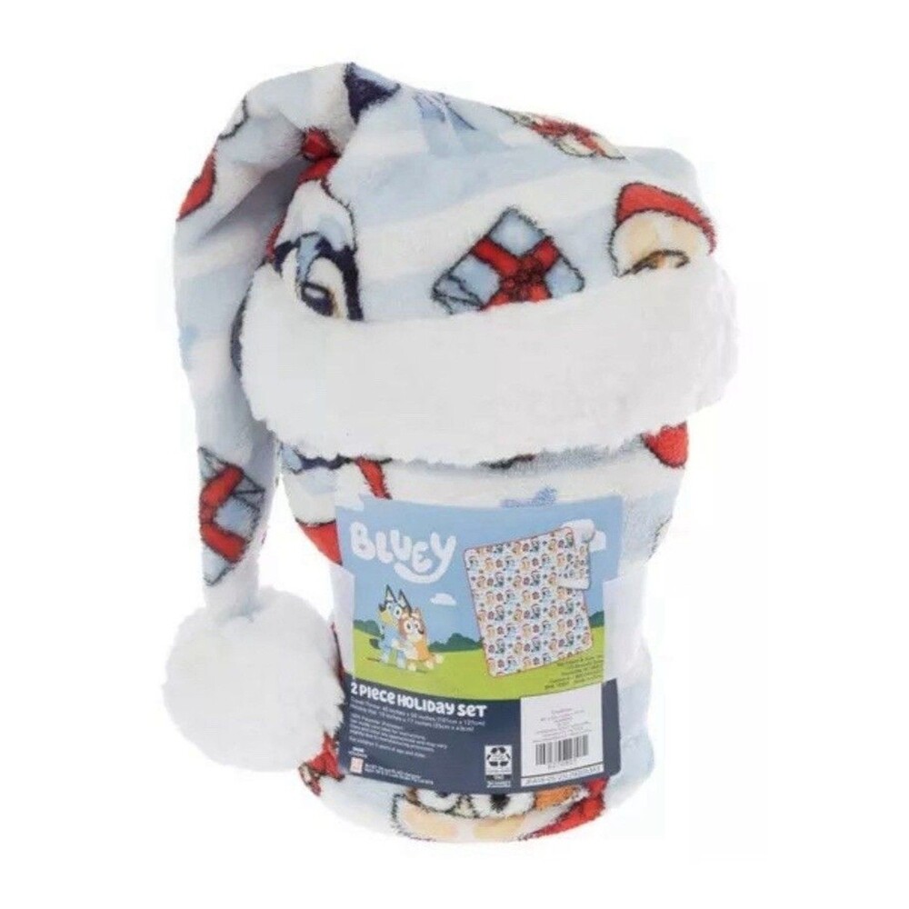 Bluey Holiday Throw Blanket And Hat 40"-50 "